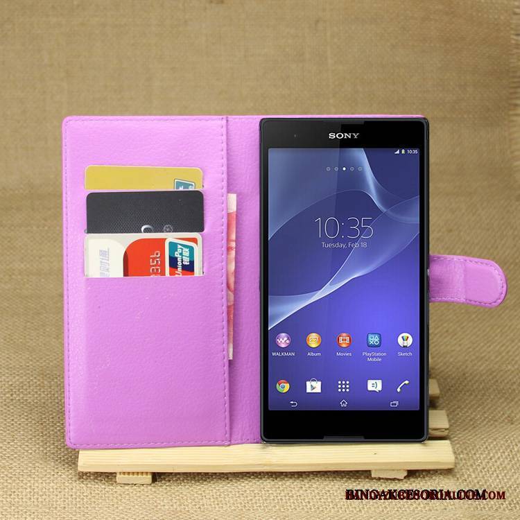 Sony Xperia T3 Etui Na Telefon Purpurowy Skórzany Futerał Telefon Komórkowy Ochraniacz