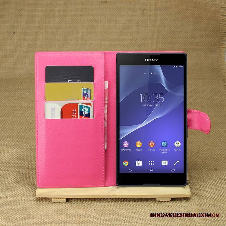 Sony Xperia T3 Etui Na Telefon Purpurowy Skórzany Futerał Telefon Komórkowy Ochraniacz