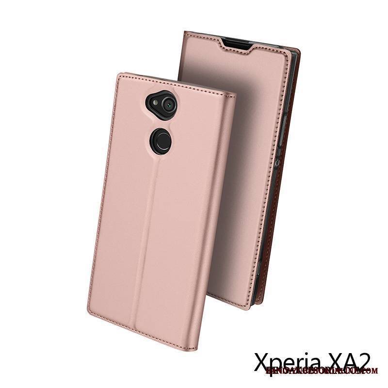 Sony Xperia Xa2 Różowe Złoto Telefon Komórkowy Futerał Anti-fall All Inclusive Skórzany Karta