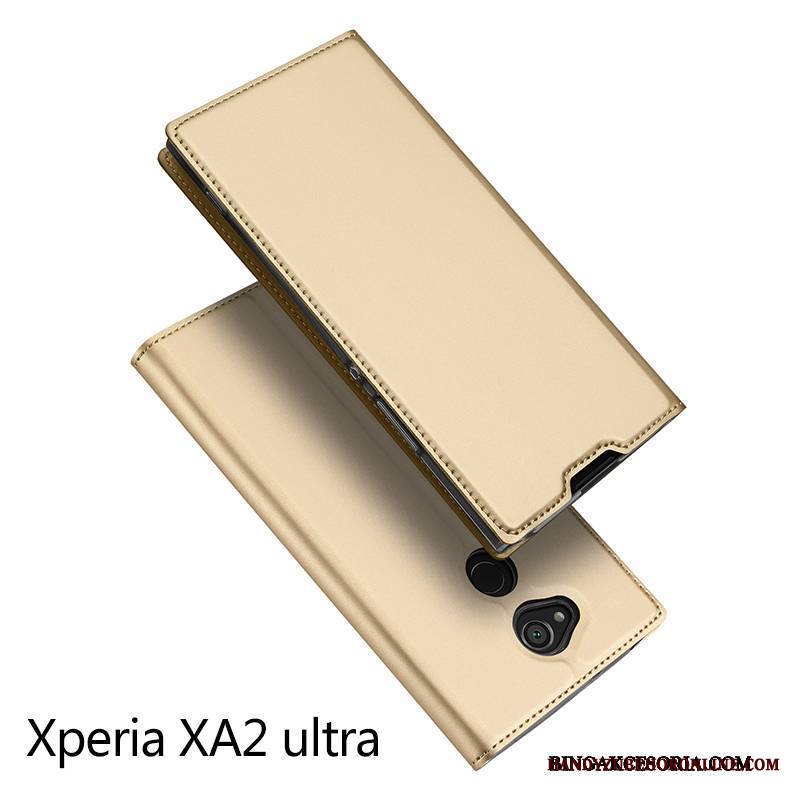 Sony Xperia Xa2 Ultra Telefon Komórkowy Futerał Tendencja Skórzany Karta Ochraniacz Złoto