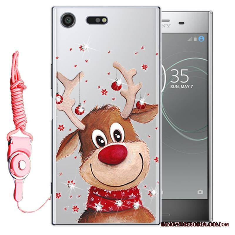 Sony Xperia Xz1 Futerał Etui Rhinestone Różowe Miękki Silikonowe Ochraniacz Telefon Komórkowy