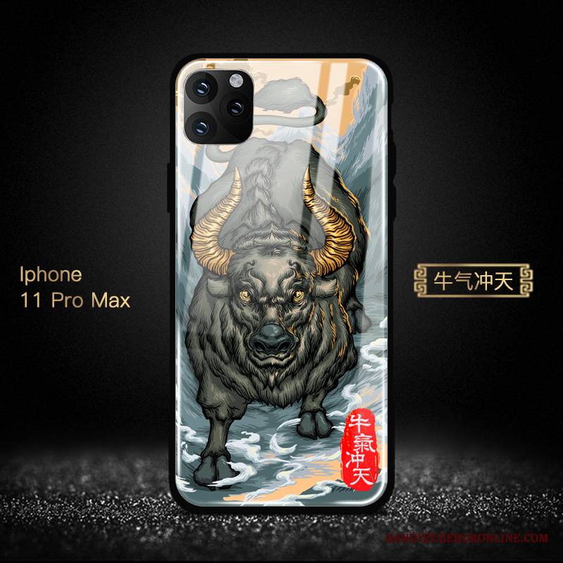 iPhone 11 Pro Max Futerał Lustro Chiński Styl Szkło Bogactwo Tendencja Ochraniacz Etui