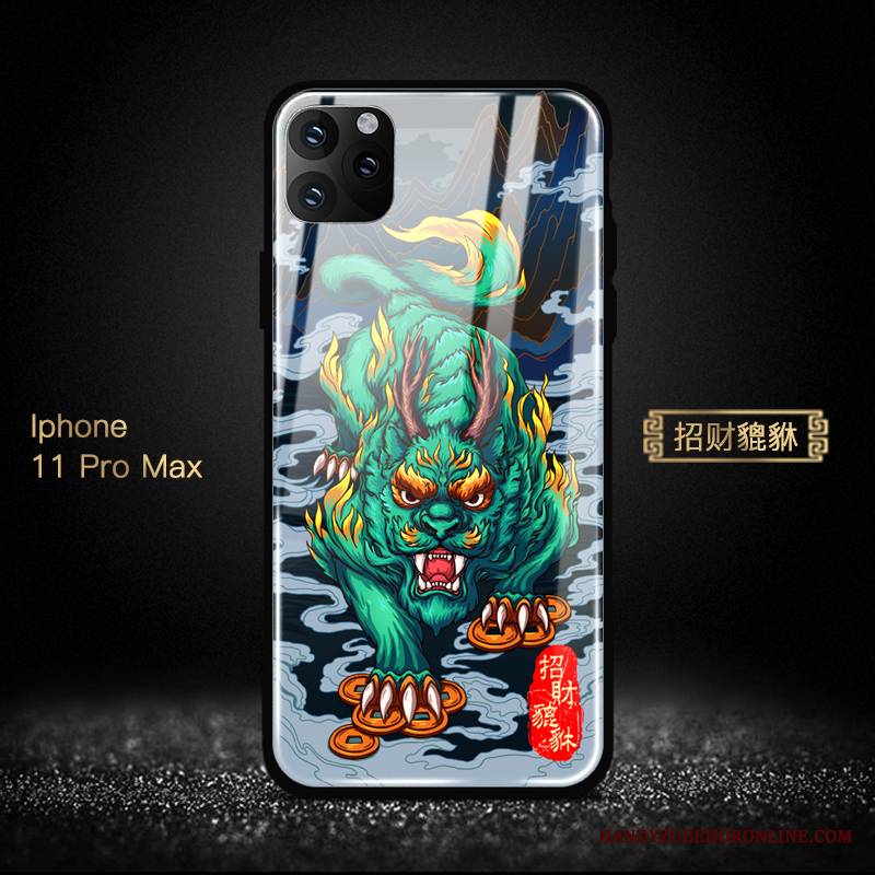 iPhone 11 Pro Max Futerał Lustro Chiński Styl Szkło Bogactwo Tendencja Ochraniacz Etui