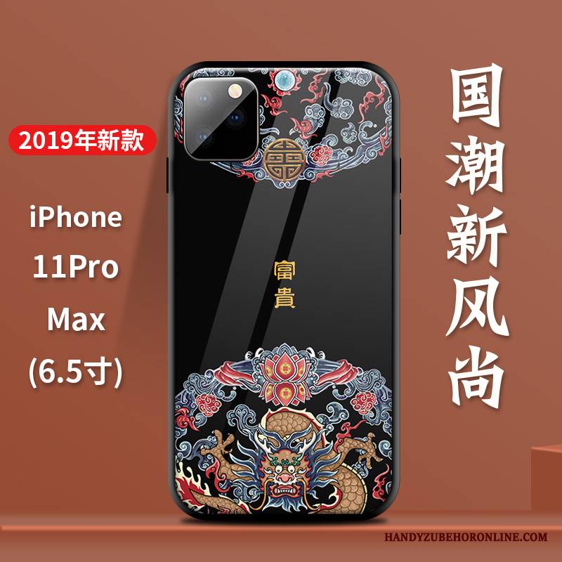 iPhone 11 Pro Max Futerał Modna Marka Anti-fall Czarny Nowy Oryginalny Wiatr Chiński Styl