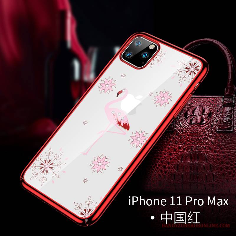 iPhone 11 Pro Max Futerał Modna Marka Etui Anti-fall Czerwony Netto Ptak Przezroczysty Wysoki Koniec