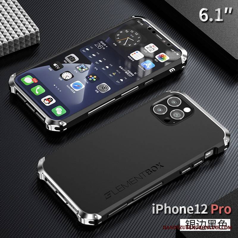 iPhone 12 Pro Futerał Metal Silikonowe Granica Nowy Niebieski Anti-fall Etui Na Telefon