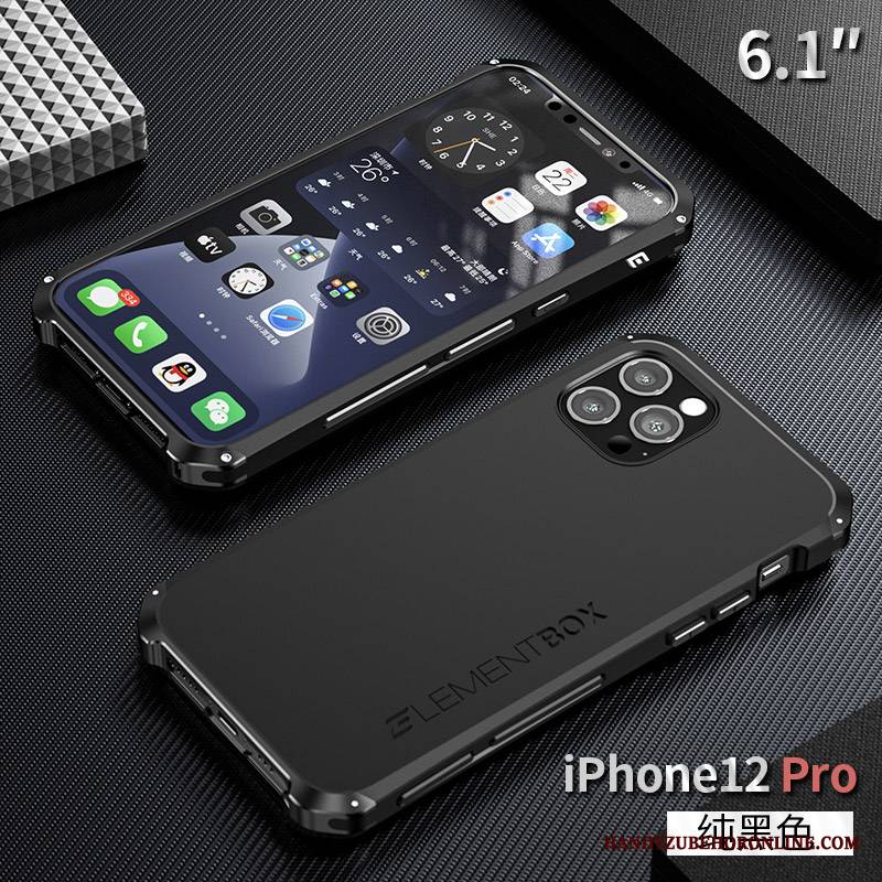 iPhone 12 Pro Futerał Metal Silikonowe Granica Nowy Niebieski Anti-fall Etui Na Telefon