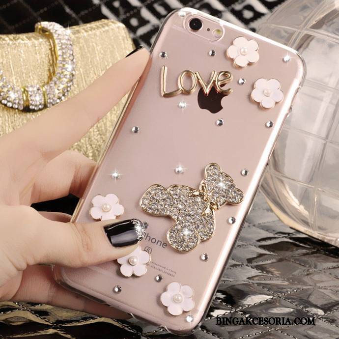 iPhone 5/5s Etui Rhinestone Etui Na Telefon Futerał Różowe Ochraniacz