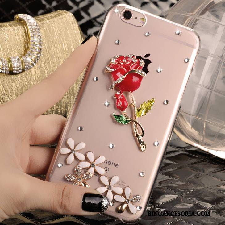 iPhone 5/5s Etui Rhinestone Etui Na Telefon Futerał Różowe Ochraniacz