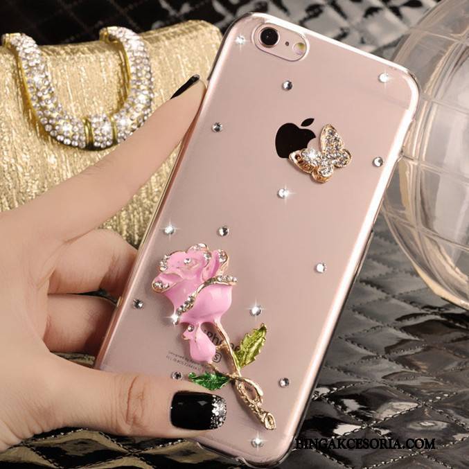 iPhone 5/5s Etui Rhinestone Etui Na Telefon Futerał Różowe Ochraniacz