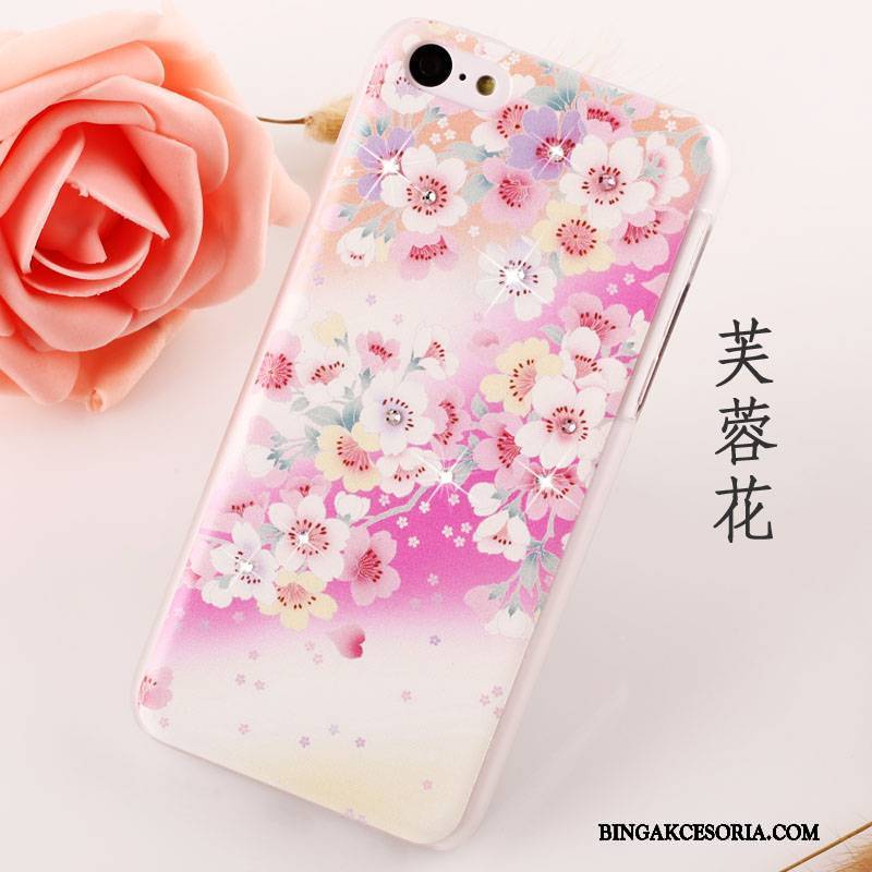 iPhone 5c Trudno Rhinestone Tendencja Nubuku Futerał Czerwony Etui Na Telefon