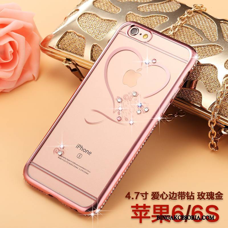 iPhone 6/6s Futerał Anti-fall Rhinestone Silikonowe Różowe Złoto All Inclusive Etui Na Telefon Luksusowy