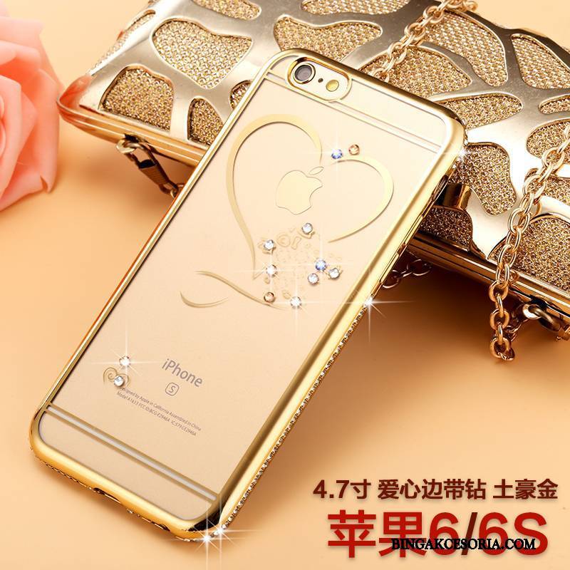 iPhone 6/6s Futerał Anti-fall Rhinestone Silikonowe Różowe Złoto All Inclusive Etui Na Telefon Luksusowy