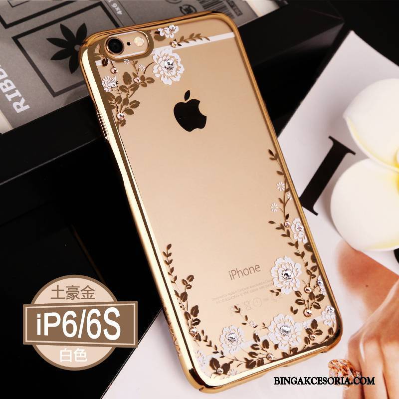 iPhone 6/6s Futerał Etui Na Telefon Rhinestone Luksusowy Złoto All Inclusive Eleganckie Przezroczysty