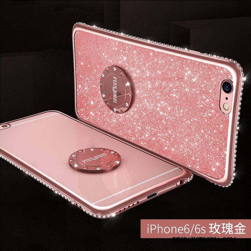 iPhone 6/6s Futerał Ring Rhinestone Miękki Silikonowe Czerwony Złoto Etui