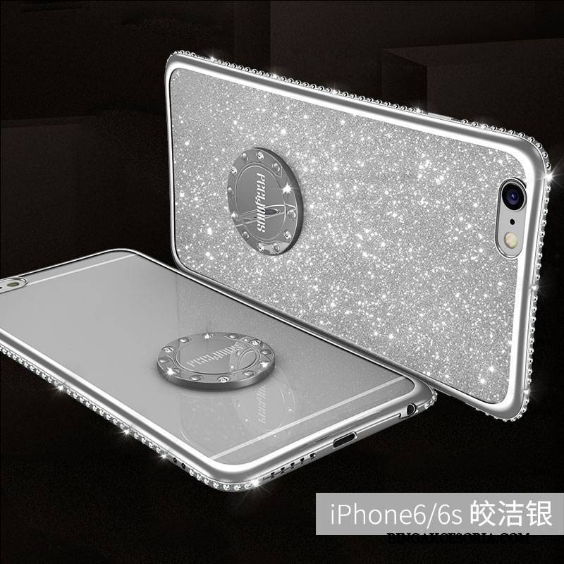 iPhone 6/6s Futerał Ring Rhinestone Miękki Silikonowe Czerwony Złoto Etui