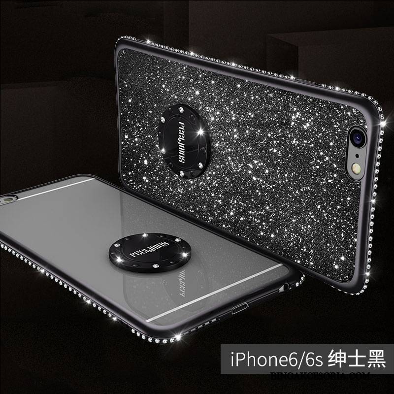 iPhone 6/6s Futerał Ring Rhinestone Miękki Silikonowe Czerwony Złoto Etui