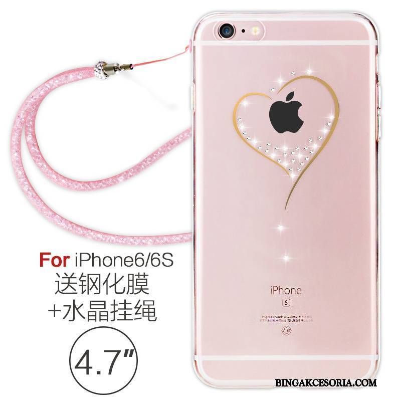 iPhone 6/6s Futerał Wiszące Ozdoby Czerwony Miękki Eleganckie Etui Rhinestone Etui Na Telefon