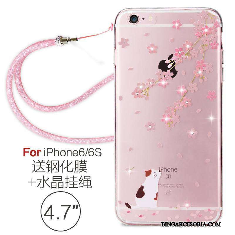 iPhone 6/6s Futerał Wiszące Ozdoby Czerwony Miękki Eleganckie Etui Rhinestone Etui Na Telefon