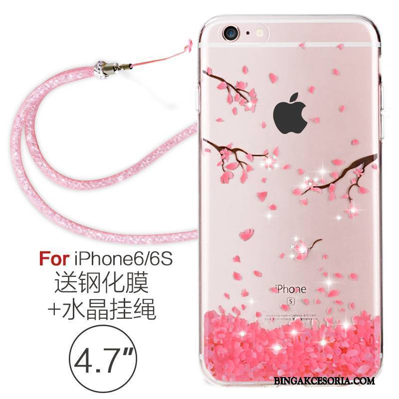 iPhone 6/6s Futerał Wiszące Ozdoby Czerwony Miękki Eleganckie Etui Rhinestone Etui Na Telefon