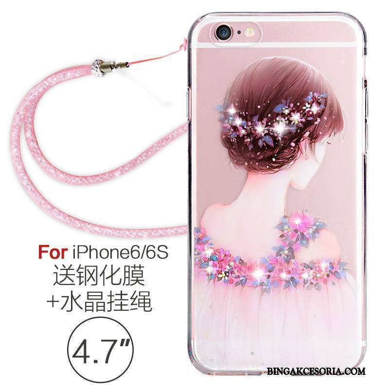 iPhone 6/6s Futerał Wiszące Ozdoby Czerwony Miękki Eleganckie Etui Rhinestone Etui Na Telefon