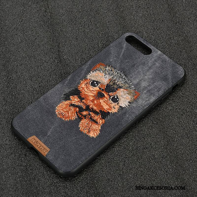 iPhone 6/6s Plus Futerał Etui Na Telefon Z Haftem All Inclusive Denim Psy Silikonowe Niebieski