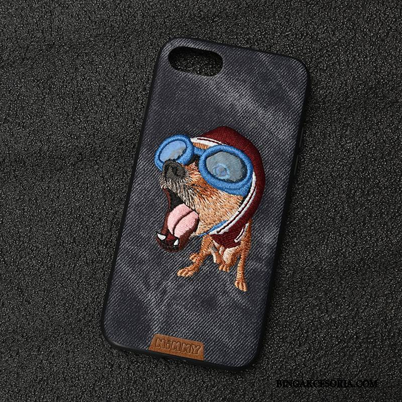 iPhone 6/6s Plus Futerał Etui Na Telefon Z Haftem All Inclusive Denim Psy Silikonowe Niebieski