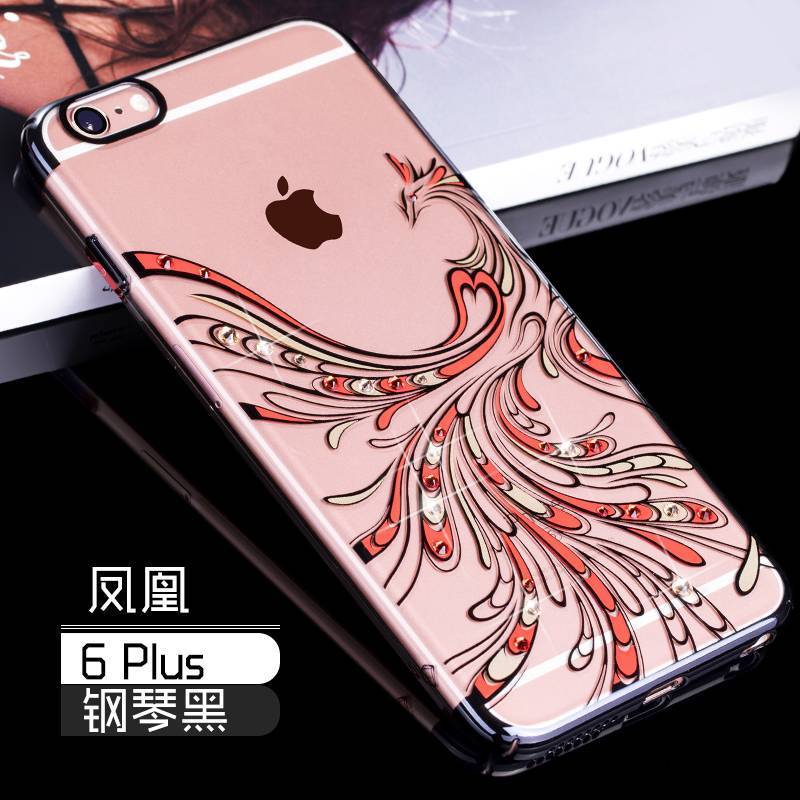 iPhone 6/6s Plus Futerał Luksusowy Przezroczysty Czerwony Rhinestone Etui Na Telefon All Inclusive Złoto