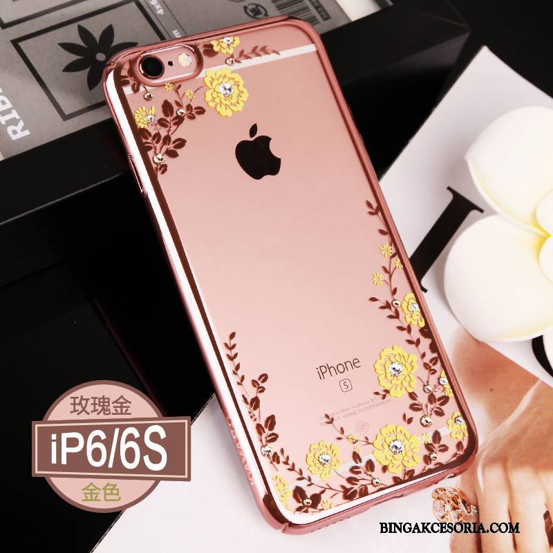 iPhone 6/6s Różowe Złoto Przezroczysty Rhinestone Luksusowy Futerał Trudno All Inclusive