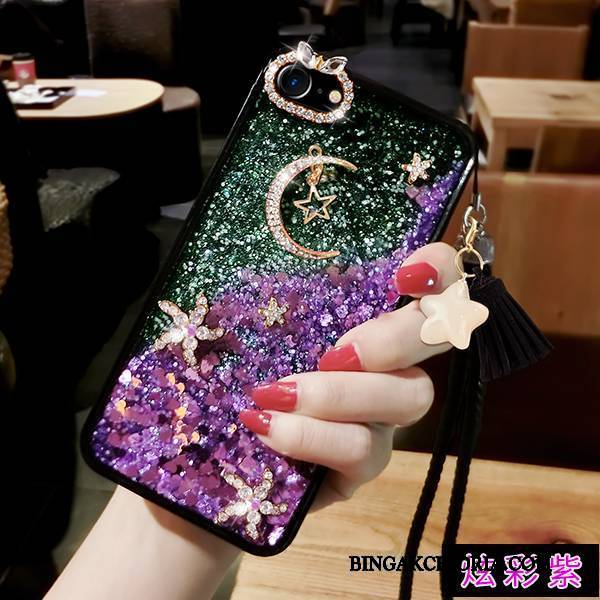 iPhone 7 Futerał Purpurowy Rhinestone Tendencja Quicksand All Inclusive Etui Etui Na Telefon