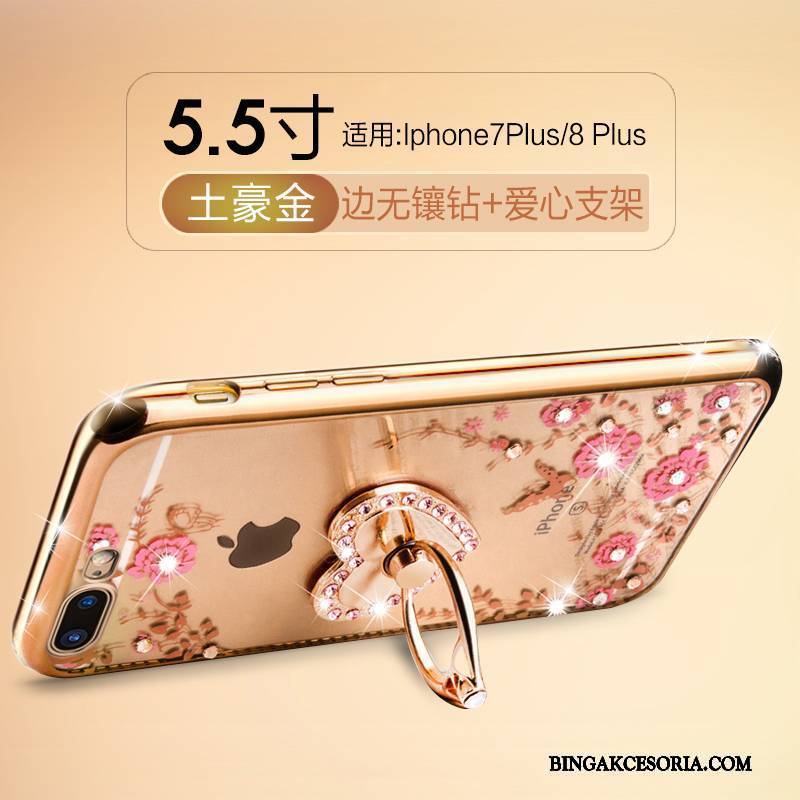 iPhone 7 Plus Futerał Osobowość Silikonowe Etui Rhinestone Moda Złoto Ochraniacz Etui Na Telefon