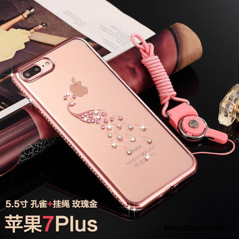 iPhone 7 Plus Futerał Rhinestone Złoto Etui Na Telefon Anti-fall Przezroczysty All Inclusive Luksusowy