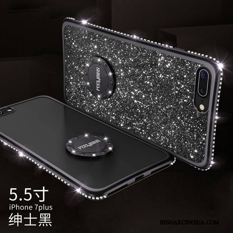 iPhone 7 Plus Futerał Ring Silikonowe Czerwony Rhinestone Anti-fall Etui Na Telefon Modna Marka