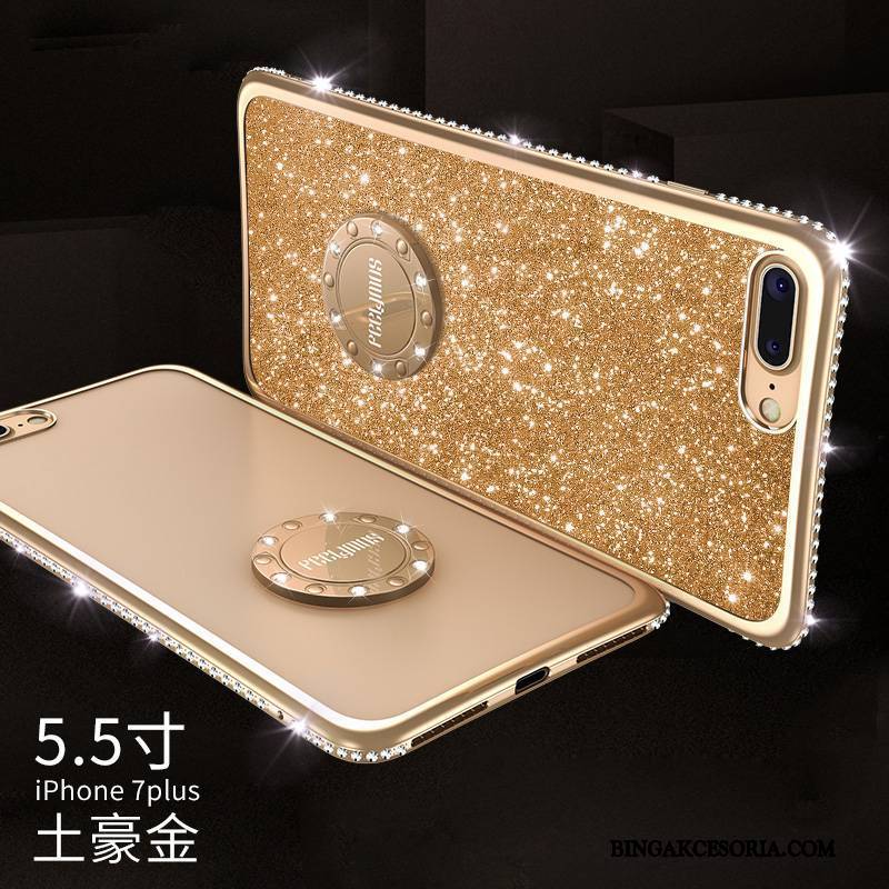 iPhone 7 Plus Futerał Ring Silikonowe Czerwony Rhinestone Anti-fall Etui Na Telefon Modna Marka