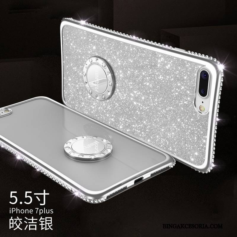 iPhone 7 Plus Futerał Ring Silikonowe Czerwony Rhinestone Anti-fall Etui Na Telefon Modna Marka