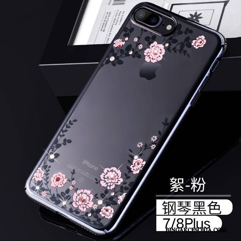 iPhone 7 Plus Jasny Trudno Etui Rhinestone Czarny Futerał Niebieski