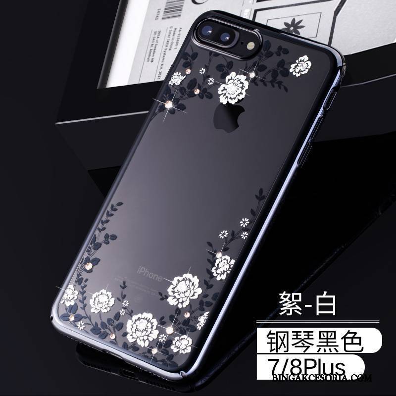 iPhone 7 Plus Jasny Trudno Etui Rhinestone Czarny Futerał Niebieski