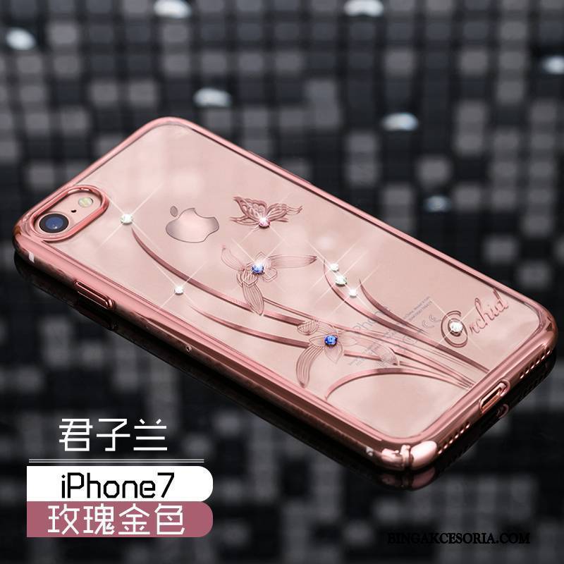 iPhone 7 Trudno Futerał Różowe Złoto Luksusowy Rhinestone All Inclusive Etui