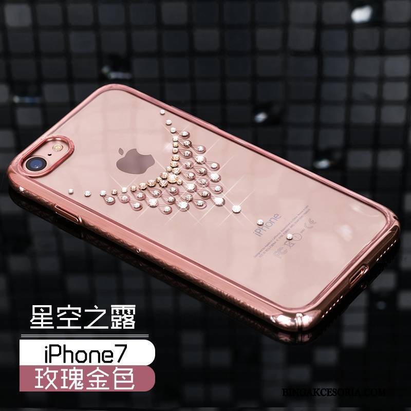 iPhone 7 Trudno Futerał Różowe Złoto Luksusowy Rhinestone All Inclusive Etui