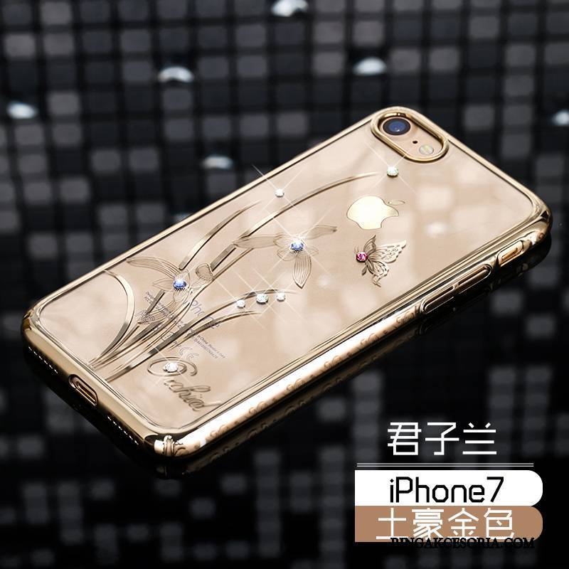 iPhone 7 Trudno Futerał Różowe Złoto Luksusowy Rhinestone All Inclusive Etui