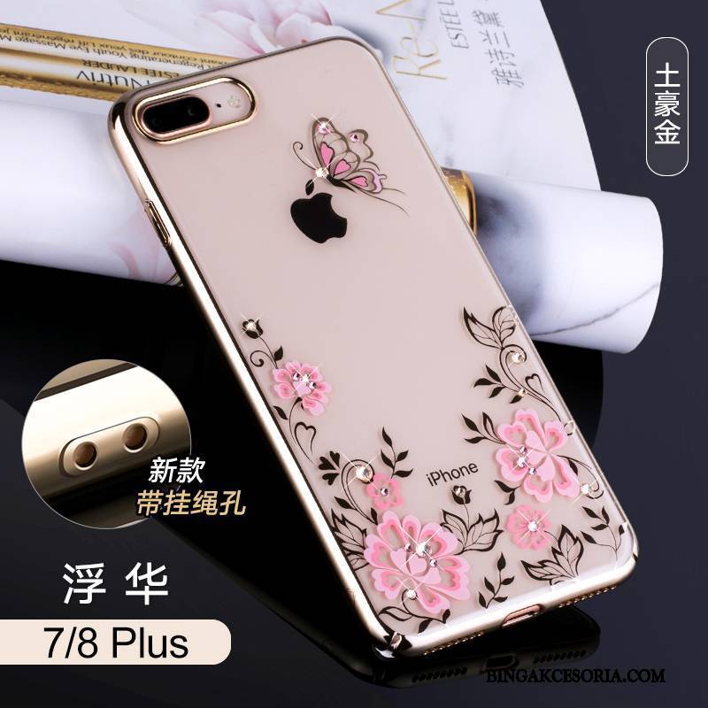 iPhone 8 Plus Futerał All Inclusive Etui Rhinestone Przezroczysty Tendencja Niebieski Nowy