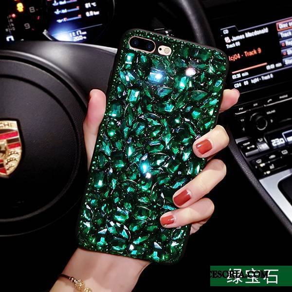 iPhone 8 Plus Futerał Czerwony Netto Etui Na Telefon Tendencja Rhinestone Zielony Eleganckie Osobowość