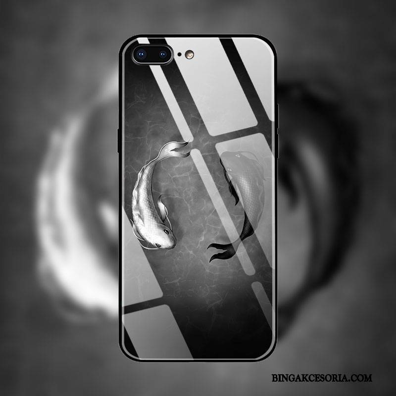 iPhone 8 Plus Futerał Etui Na Telefon Czarny All Inclusive Anti-fall Tendencja Szkło Osobowość