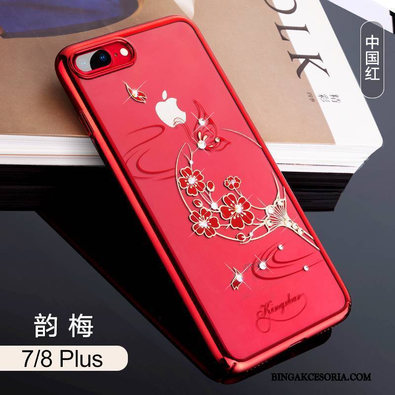 iPhone 8 Plus Futerał Wiszące Ozdoby Anti-fall Etui Na Telefon Luksusowy Rhinestone Tendencja Czerwony