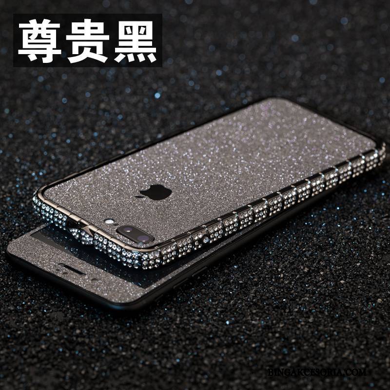 iPhone 8 Plus Z Kryształkami Etui Na Telefon Anti-fall Rhinestone Metal Futerał Granica