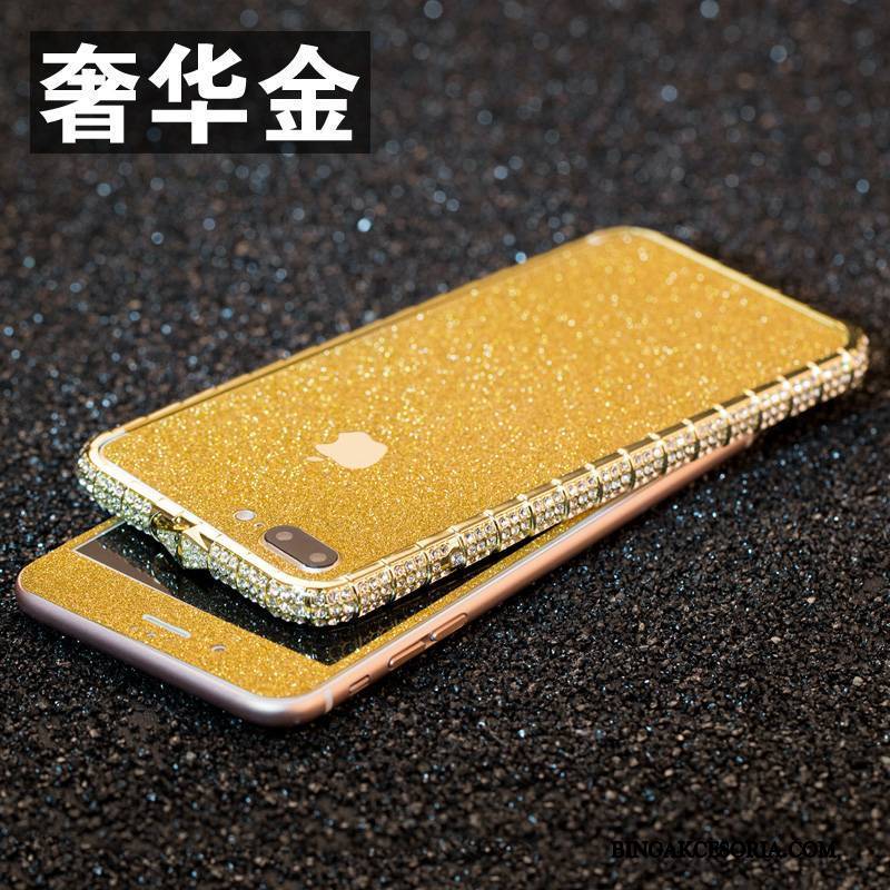 iPhone 8 Plus Z Kryształkami Etui Na Telefon Anti-fall Rhinestone Metal Futerał Granica