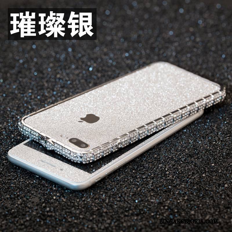 iPhone 8 Plus Z Kryształkami Etui Na Telefon Anti-fall Rhinestone Metal Futerał Granica