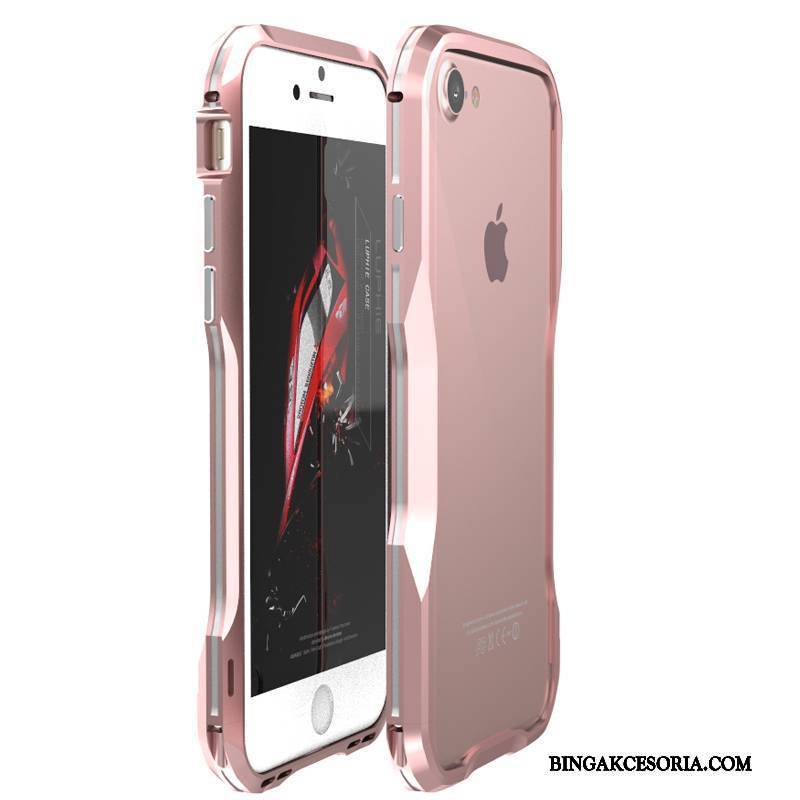 iPhone 8 Purpurowy Anti-fall Granica Futerał Metal Trudno Etui