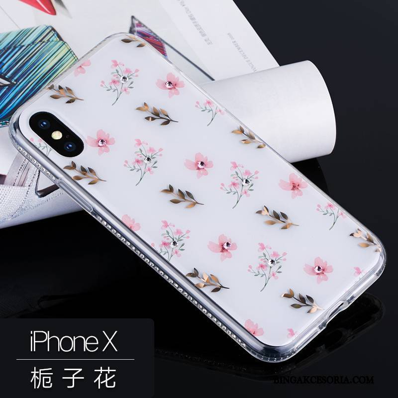 iPhone X Futerał Etui Na Telefon Osobowość Anti-fall Rhinestone Nowy Różowe Luksusowy