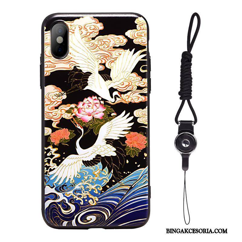 iPhone X Futerał Etui Na Telefon Purpurowy Wiszące Ozdoby Japoński Crane Sakura Vintage